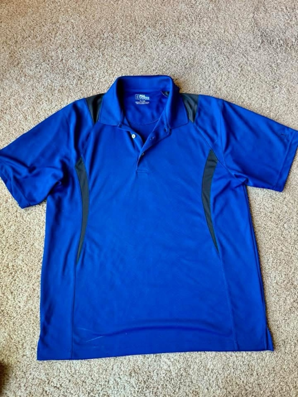 Men's PGA Tour Royal Blue Performance Polo Shirt with Black Accents